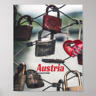 Póster Austria Love Locks Bridge Salzburg