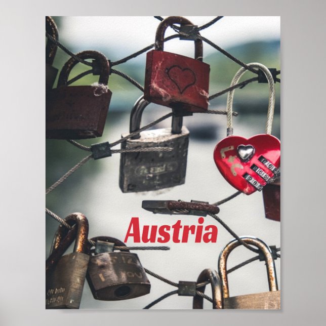 Póster Austria Love Locks Bridge Salzburg (Frente)