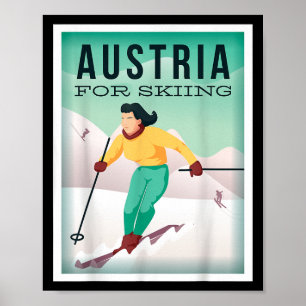 Póster Austria Para Esquiar Pistensau & Skihaserl Comienc