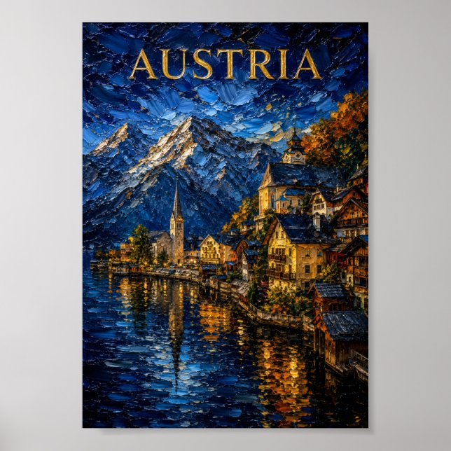 Póster Austria: Picturesque Hallstatt Art Souvenir (Frente)