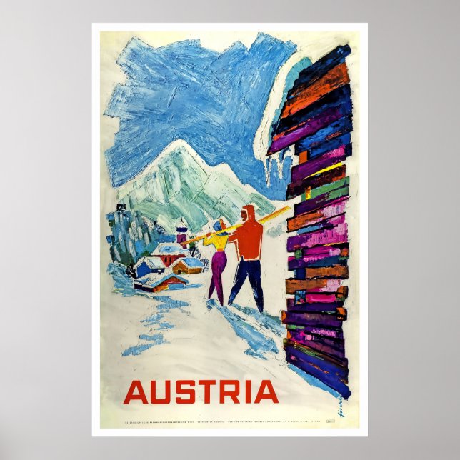 Póster Austria, Poster de esquí (Frente)