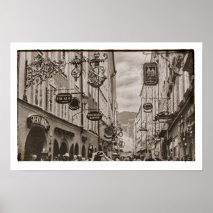 Póster Austria Rótulos de la calle comercial Boutiques Ma