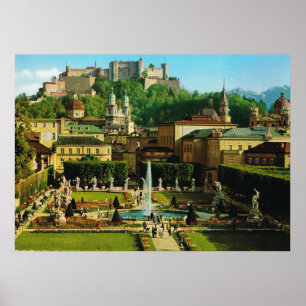 Póster Austria, Salzburg, Schloss Hollenberg, gardens