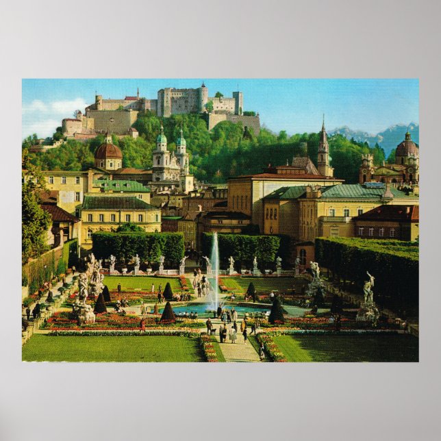 Póster Austria, Salzburg, Schloss Hollenberg, gardens (Frente)