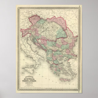 Póster Austria, Turquía en Europa y Grecia