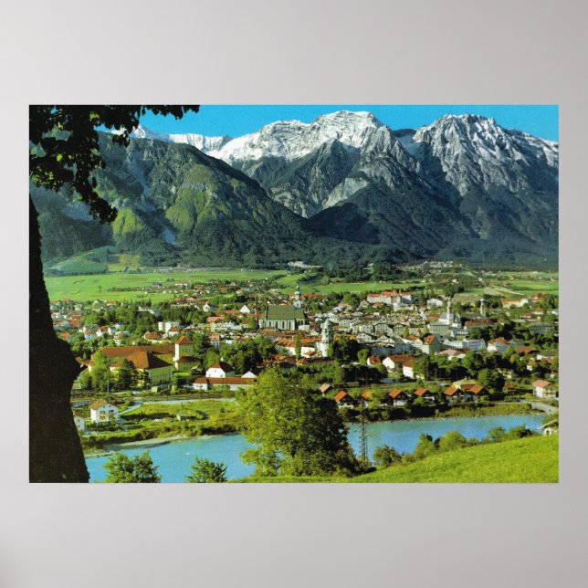 Póster Austria, Tyrol, Solbad Hall and River Inn (Frente)