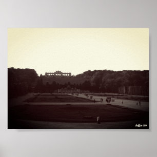 Póster Austria Viena Jardines Schonbrunn Vintage 1970