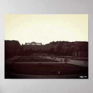 Póster Austria Viena Jardines Schonbrunn Vintage 1970