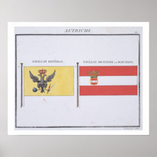 Póster Austríaco señala por medio de una bandera, de un