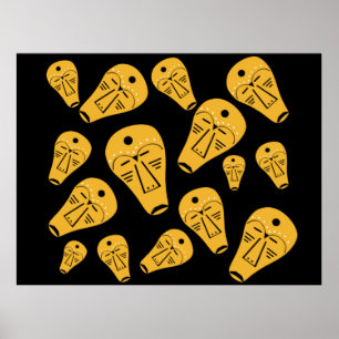 Póster Auténtica máscara abstracta aborigen