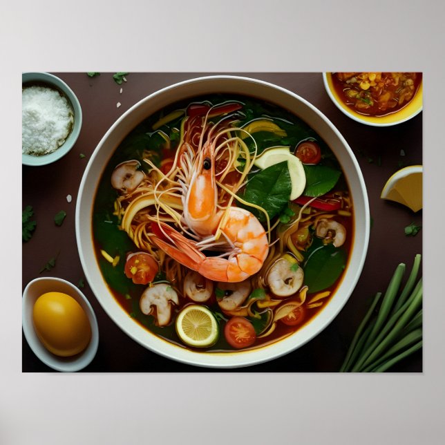 Póster Auténtica sopa tailandesa Tom Yum Goong (Frente)