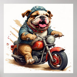 Póster Auténtico helicóptero de Bulldog montando en moto