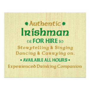 Póster Auténtico Irlandés a Contratar Divertido