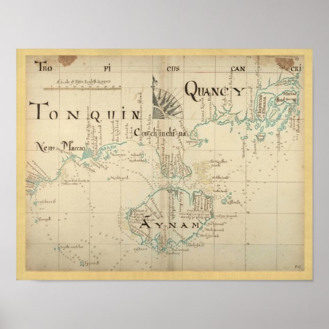 Póster Auténtico Mapa de Piratas 1690 - Nuevo tamaño mayo (Frente)