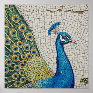 Póster Auténtico Mosaico del Pavo Real