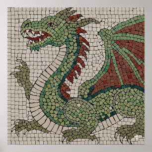 Póster Auténtico Mosaico Dragón