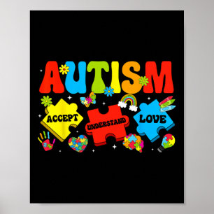 Póster Autism Awareness Accept Comprender los rompecabeza