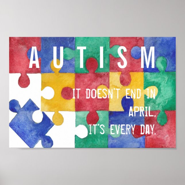 Póster Autism Awareness acuarela poster (Frente)