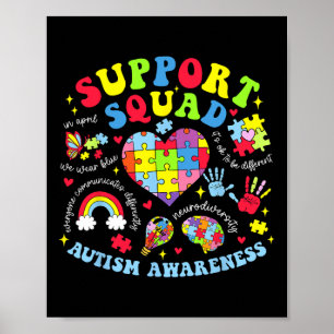 Póster Autism Awareness Autism Support Squad Family Heart