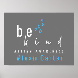 Póster autism awareness be kind blue modern team name  