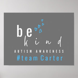 Póster autism awareness be kind blue #team name custom 