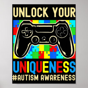 Póster Autism Awareness Boys Chicas Video Game Controller