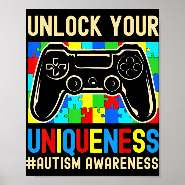 Póster Autism Awareness Boys Chicas Video Game Controller (Frente)