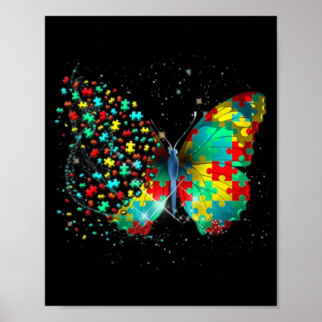 Póster Autism Awareness Butterfly Peace Lover Gige Hombre (Frente)