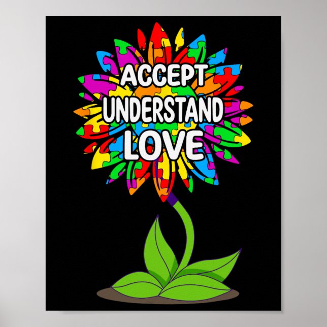 Póster Autism Awareness Daisy Sunflower For Mom Men Kids  (Frente)