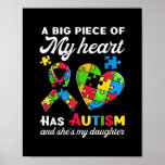 Póster Autism Awareness Daughter Mom Dad Tee Big Piece<br><div class="desc">Autism Awareness Daughter Mom Dad Tee Big Piece Of My Heart Gift. Perfect gift for your dad,  mom,  papa,  men,  women,  friend and family members on Thanksgiving Day,  Christmas Day,  Mothers Day,  Fathers Day,  4th of July,  1776 Independent day,  Veterans Day,  Halloween Day,  Patrick's Day</div>