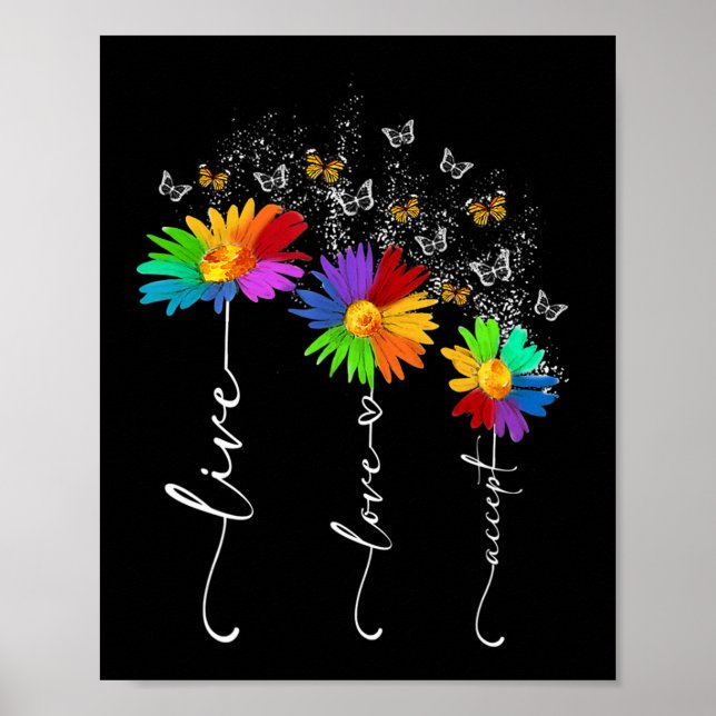 Póster Autism Awareness Shirt Live Love Accept Autism Flo (Frente)