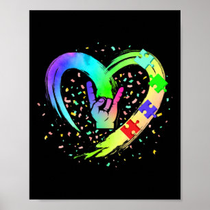 Póster Autism Awareness Special Ed Profesora ASL Rótulo L