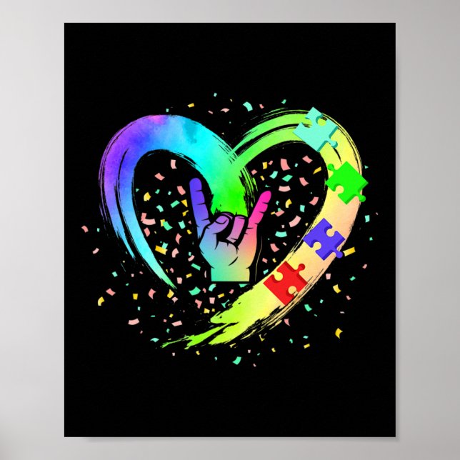 Póster Autism Awareness Special Ed Profesora ASL Rótulo L (Frente)