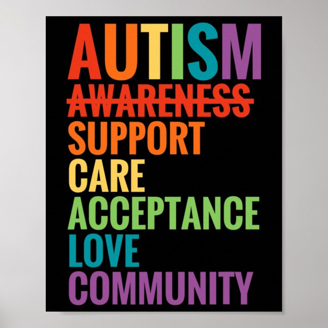 Póster Autism Awareness Support Care Aceptación de la ate (Frente)