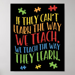 Póster Autism Awareness Teacher Autistic Teach Learn Gift