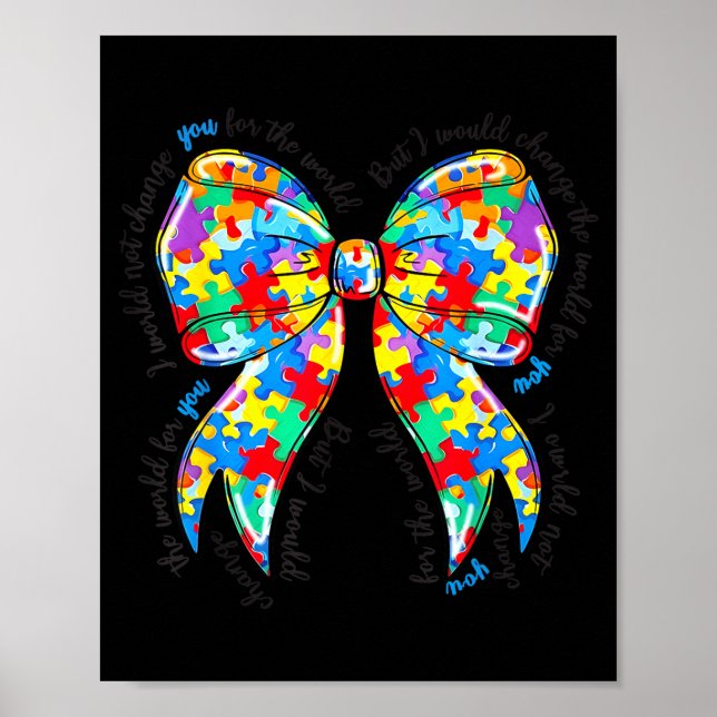 Póster Autism Coquette Bow Puzzle Autism Awareness Proud  (Frente)