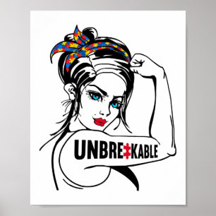 Póster Autism Mom Mother Mama Unbreakable Rosie The