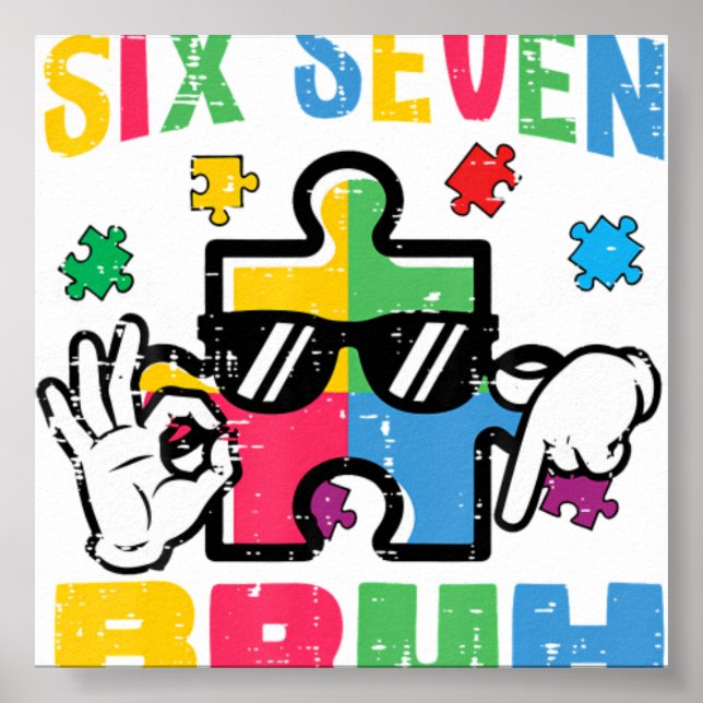 Póster Autism Puzzle Hand Six Seven Bru (Frente)