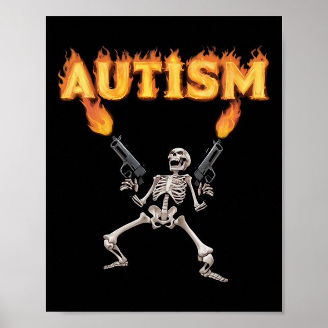 Póster Autism Skeleton Graciosamente Específico Meme De T (Frente)