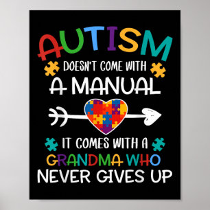 Póster Autismo Abuela Ama A Los Niños Autistas Conciencia
