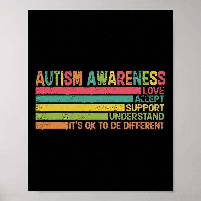 Póster Autismo Aceptar Apoyo Comprender Amor Diferente (2 (Frente)