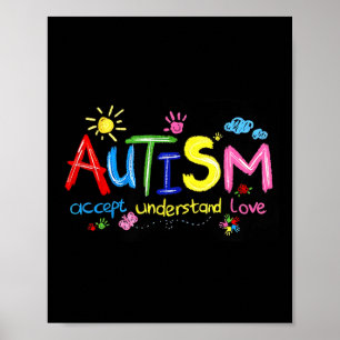 Póster Autismo Aceptar Comprender Amor Autismo Conciencia