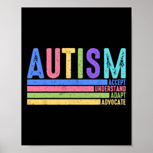Póster Autismo Aceptar Entender Adaptar Advocate Especial