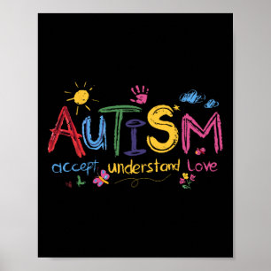 Póster Autismo Aceptar Entender Amor Autismo Conciencia M
