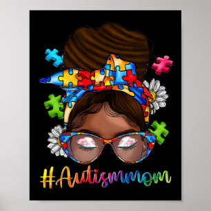 Póster Autismo Afro Mamá Pelo Rizado Americano Africano A