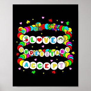 Póster Autismo Amistad Amor Pulsera Acepta Entendimiento
