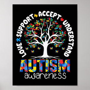 Póster Autismo Amor Camisas Acepta Apoyar El Autismo Auti