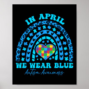 Póster Autismo Arcoíris En Abril Nosotros Llevamos Azul C