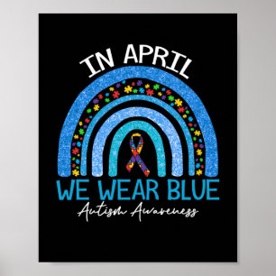 Póster Autismo Arcoiris En Abril Usamos Autismo Azul