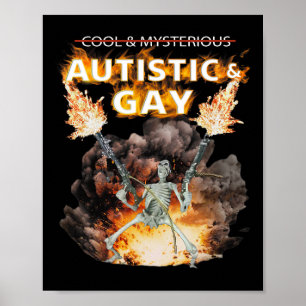 Póster Autismo Autista Y Gay Skeleton Funny Autism Skelet